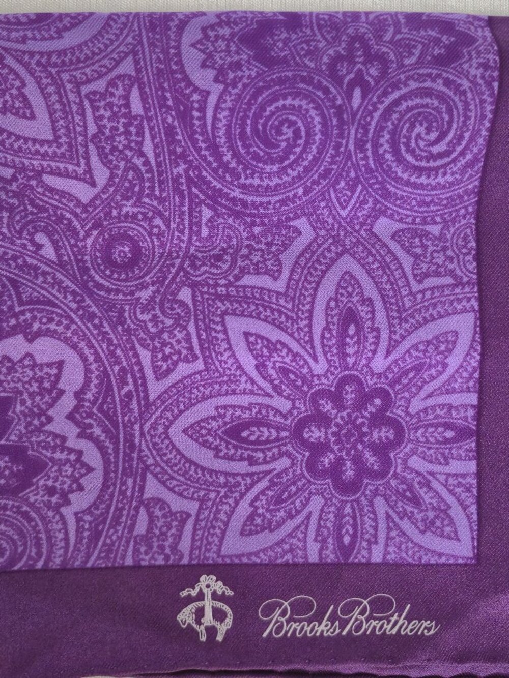 New Brooks Brothers Silk Pocket Square Purple Floral Paisley Italy